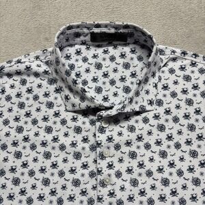 G/Fore Men's M White Skull & Tee Bones All Over Print Golf Polo